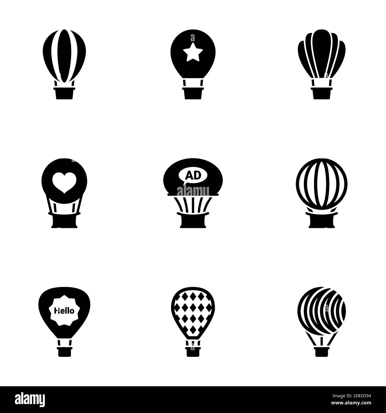 Ensemble d'icônes noires isolées sur fond blanc, sur le thème ballon Illustration de Vecteur