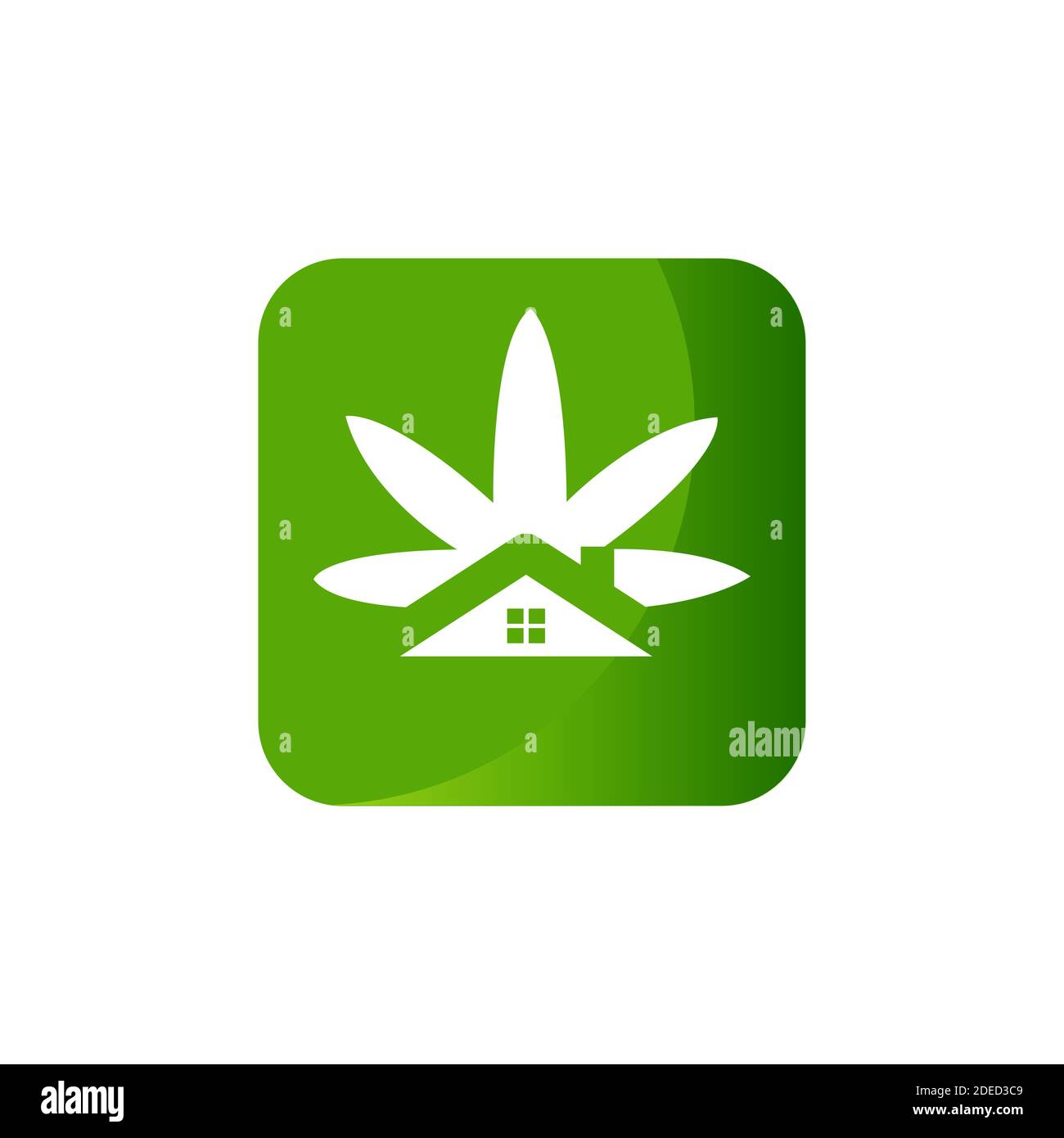 Green House et bâtiment arbre logo design vector illustrations signe symbole Illustration de Vecteur