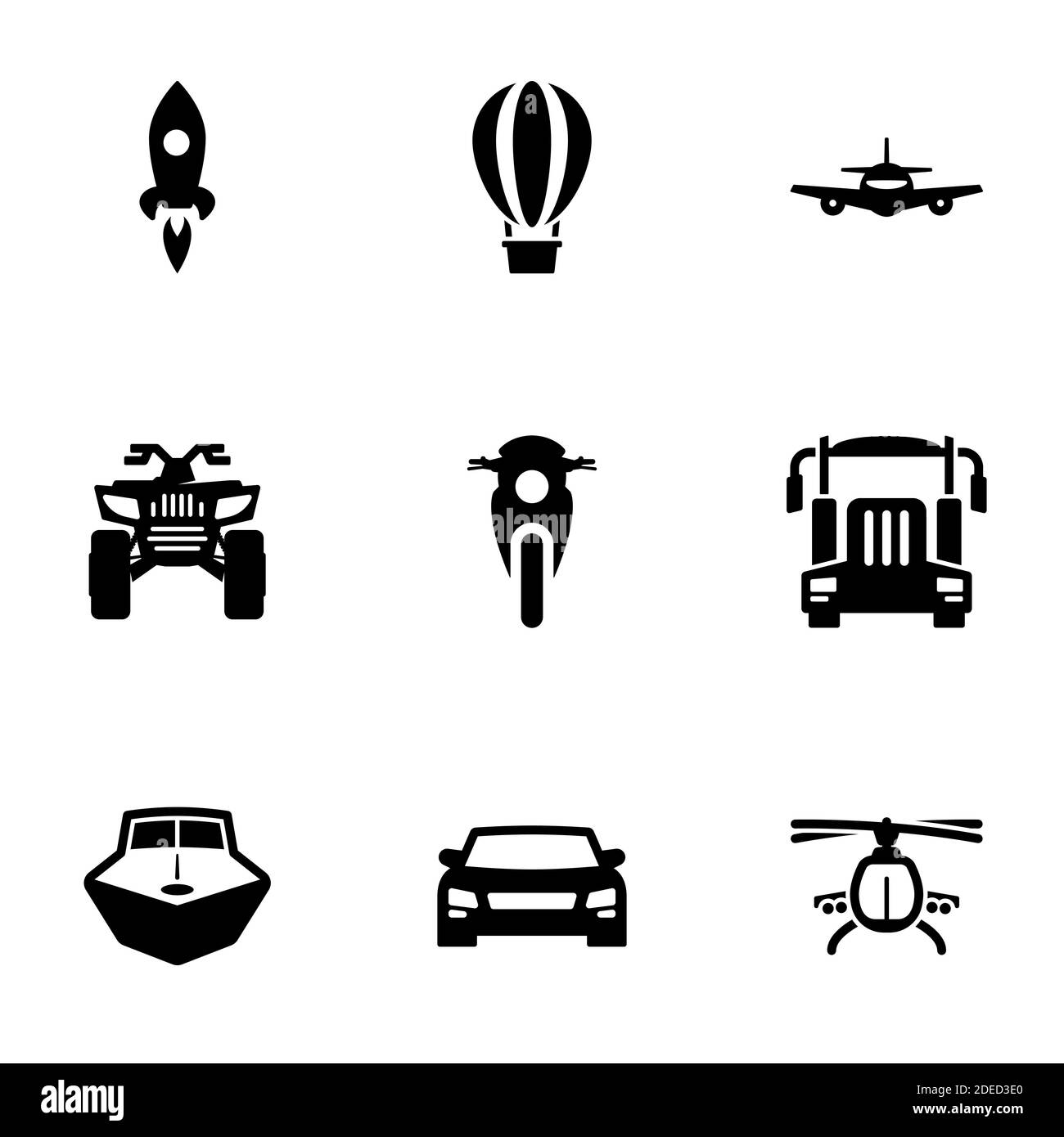 Ensemble d'icônes noires isolées sur fond blanc, sur le thème transport Illustration de Vecteur