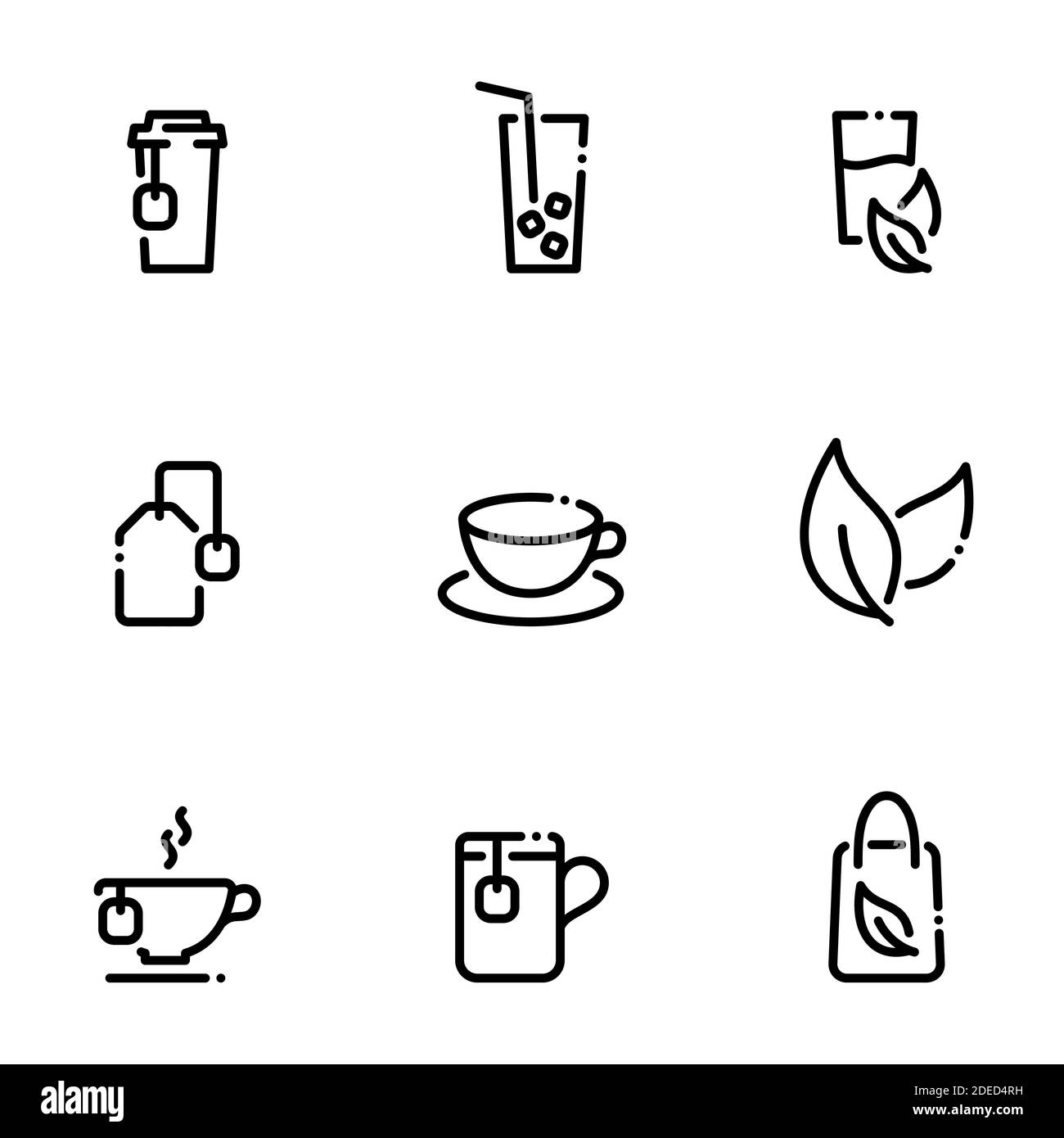 Ensemble d'icônes noires isolées sur fond blanc, sur le thème Soft Drinks Illustration de Vecteur