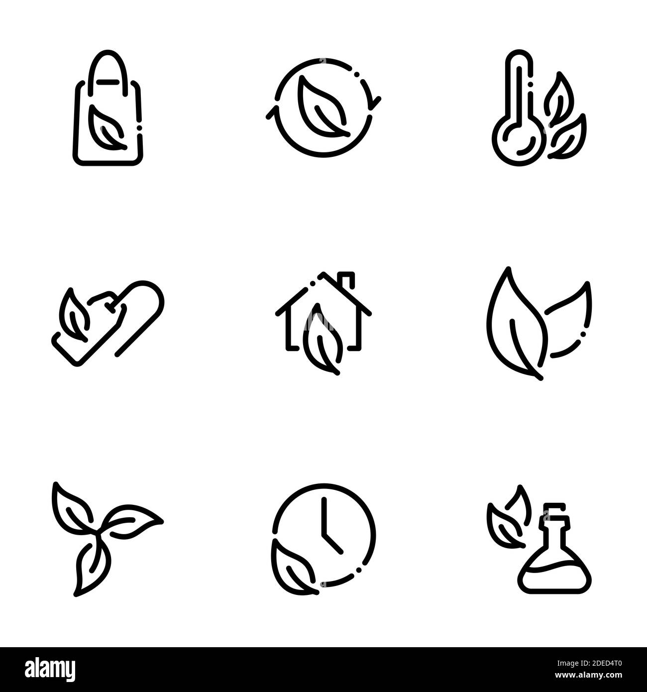 Ensemble d'icônes noires isolées sur fond blanc, sur le thème plantes en croissance de feuilles Illustration de Vecteur