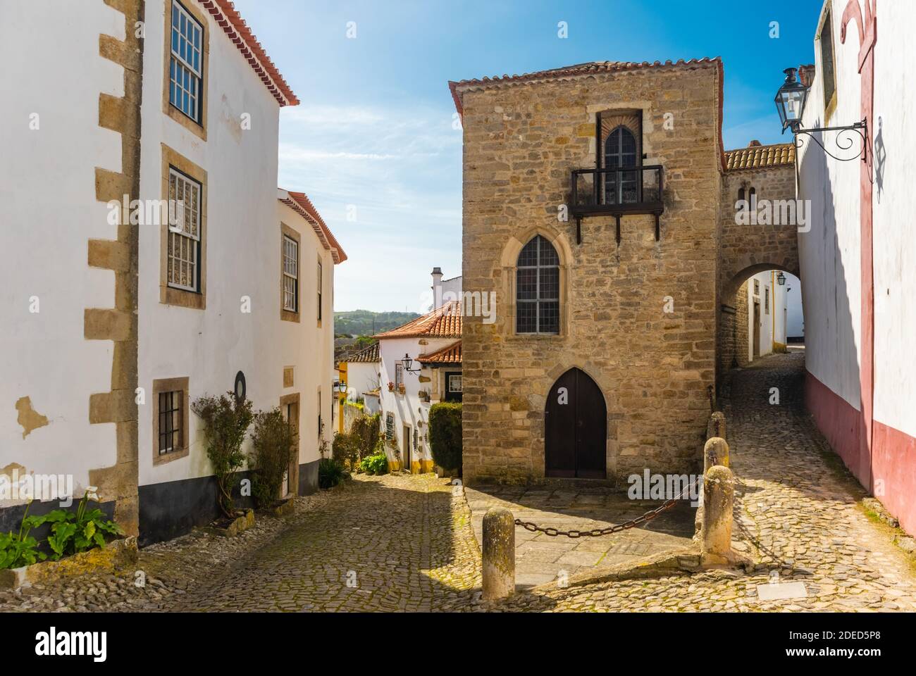 Centre historique de la ville médiévale d'Obidos, attraction touristique du Portugal Banque D'Images