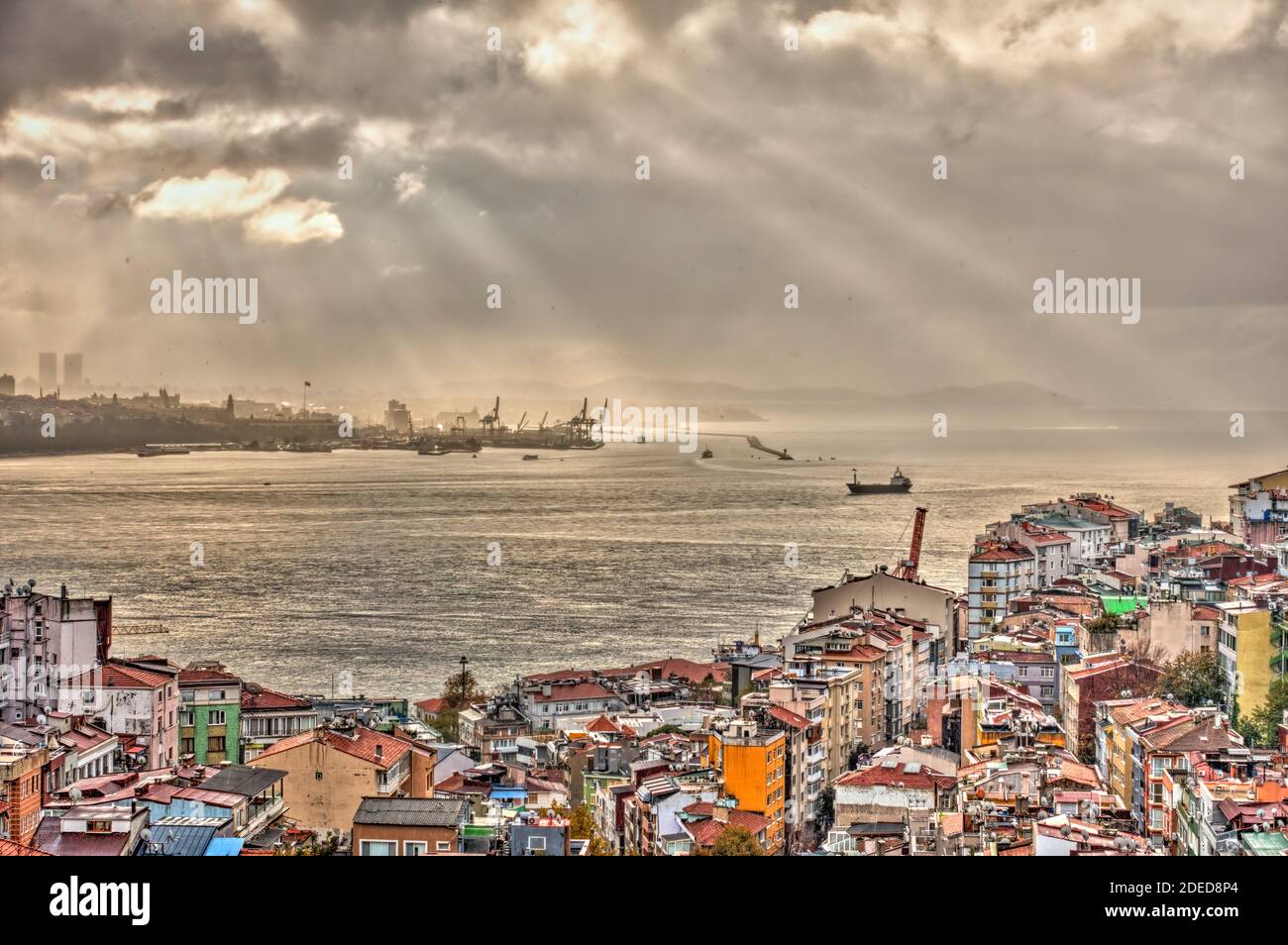 Crépuscule sur le Bosphore, Istanbul Banque D'Images