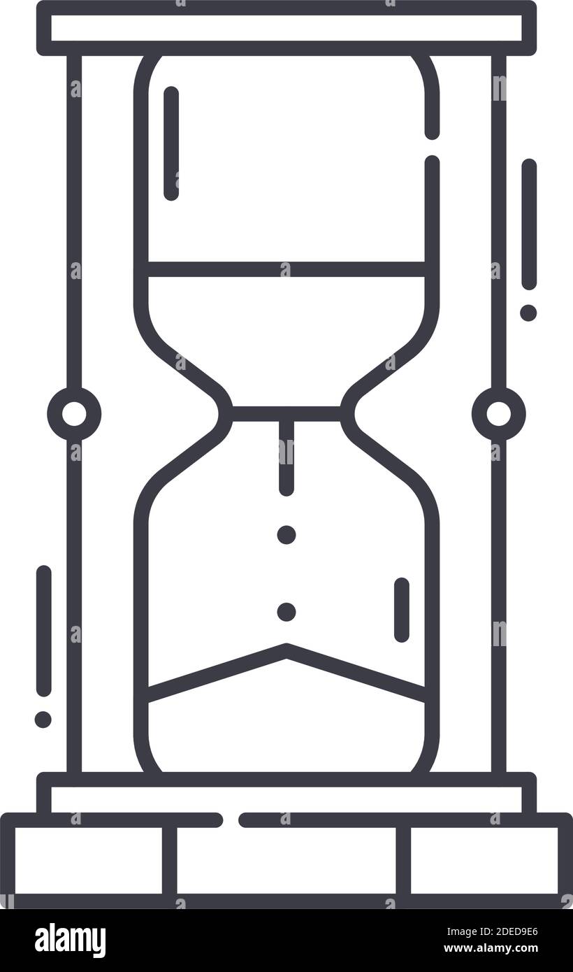 Icône de sablier HourGlass, illustration isolée linéaire, vecteur de ligne mince, signe de conception Web, symbole de concept de contour avec trait modifiable sur blanc Illustration de Vecteur