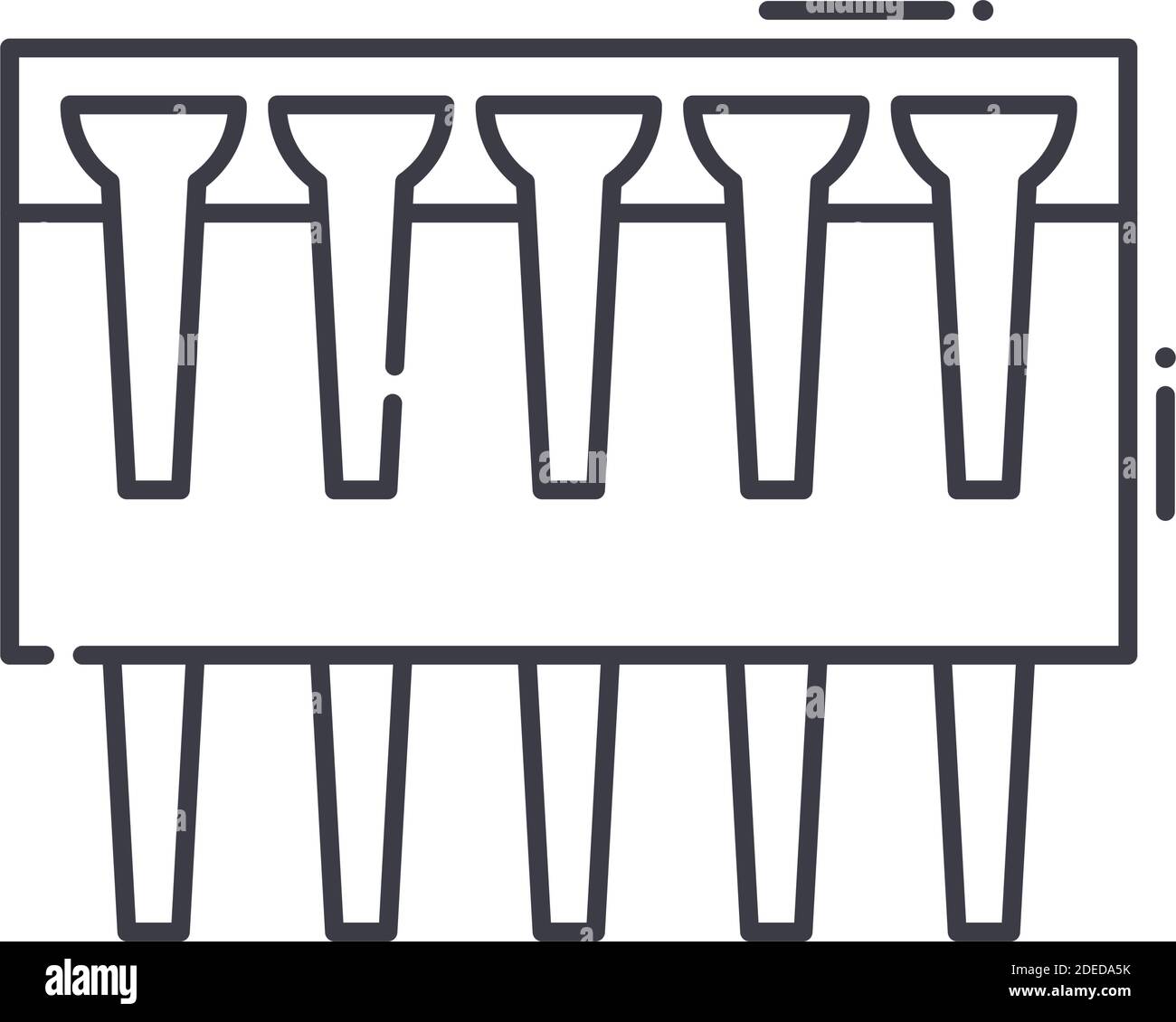Icône de puce IC, illustration isolée linéaire, vecteur de ligne mince, signe de conception Web, symbole de concept de contour avec contour modifiable sur fond blanc. Illustration de Vecteur