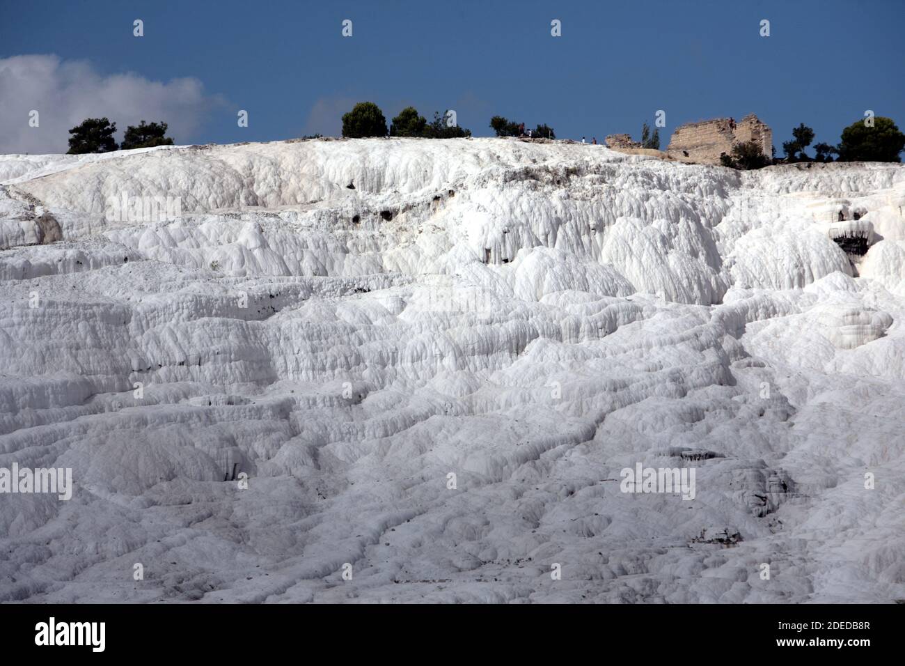 Les terrasses de Sinter, classées au patrimoine mondial de l'UNESCO, de Pamukkale, Denizli, Turquie Banque D'Images