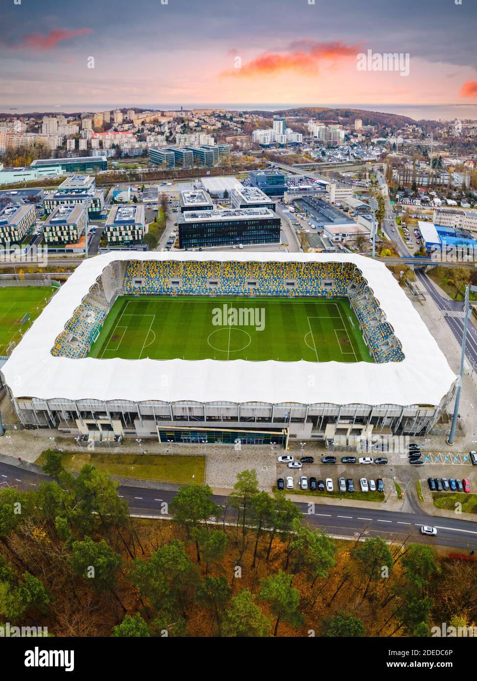 panorama de Gdynia avec vue sur le stade de football Banque D'Images