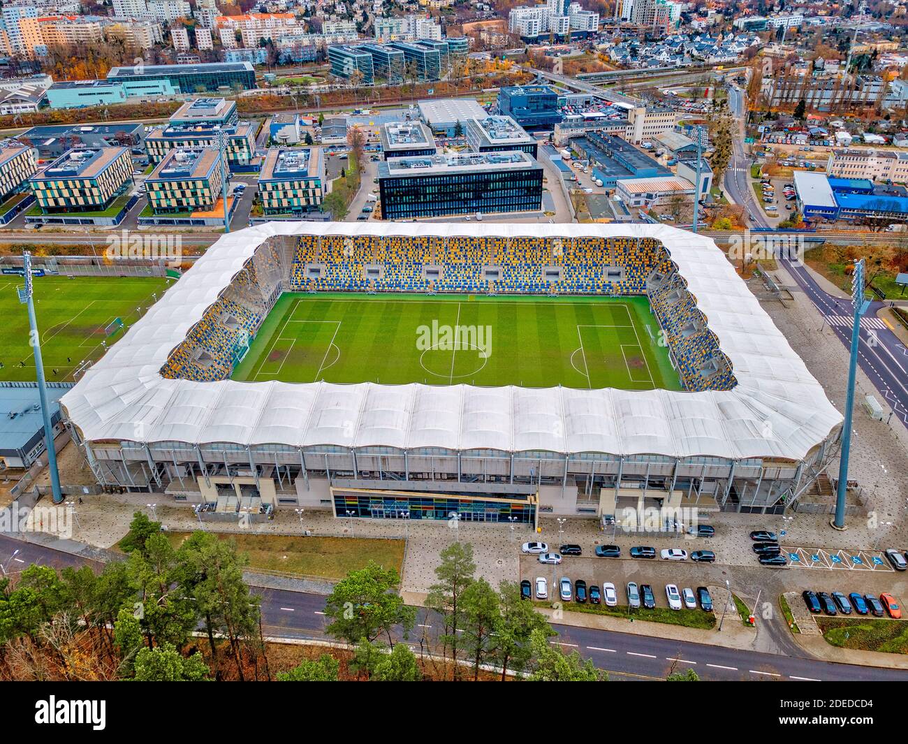 panorama de Gdynia avec vue sur le stade de football Banque D'Images