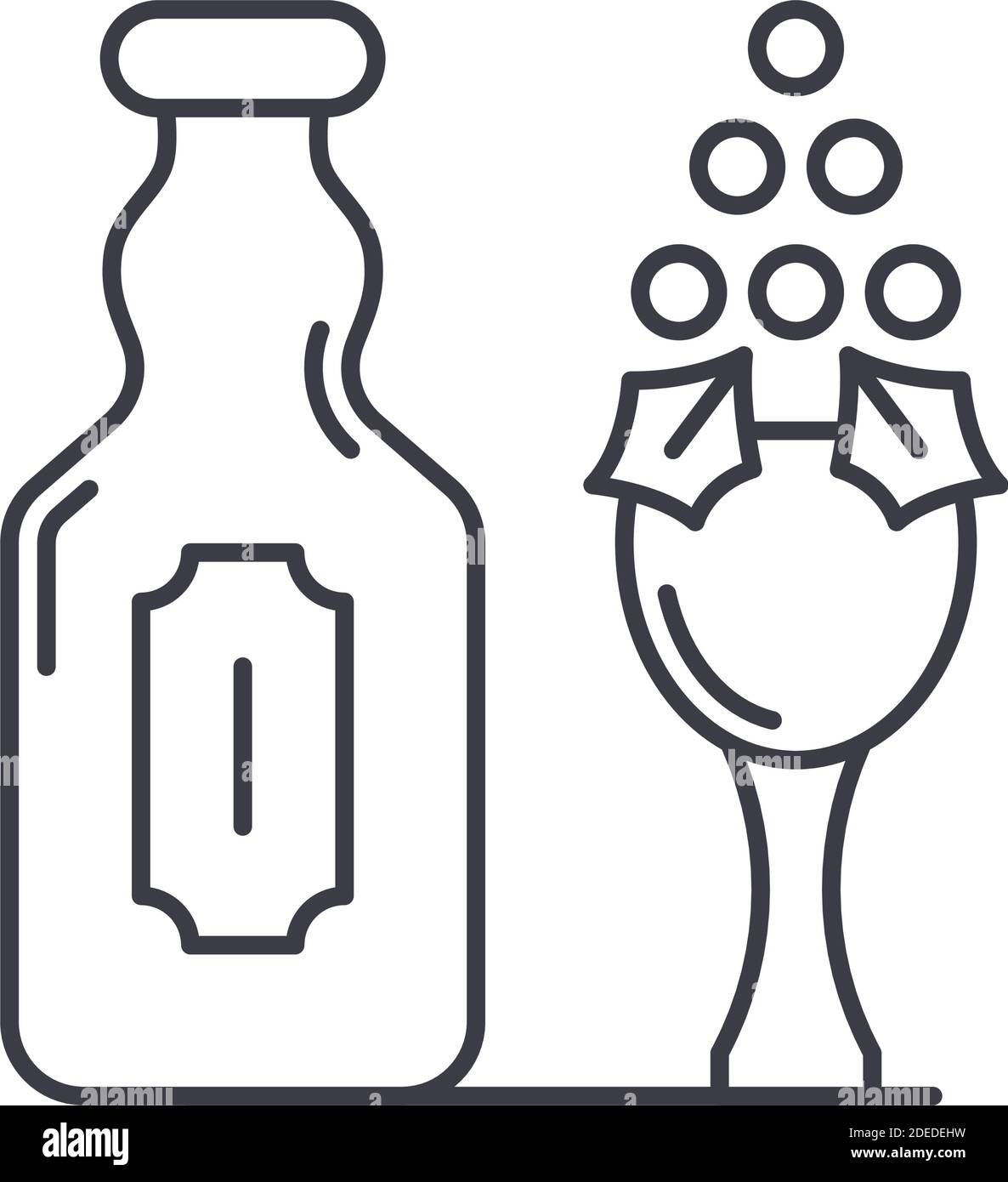 Icône de concept de vin de raisin, illustration isolée linéaire, vecteur de ligne mince, signe de conception de Web, symbole de concept de contour avec trait modifiable sur blanc Illustration de Vecteur