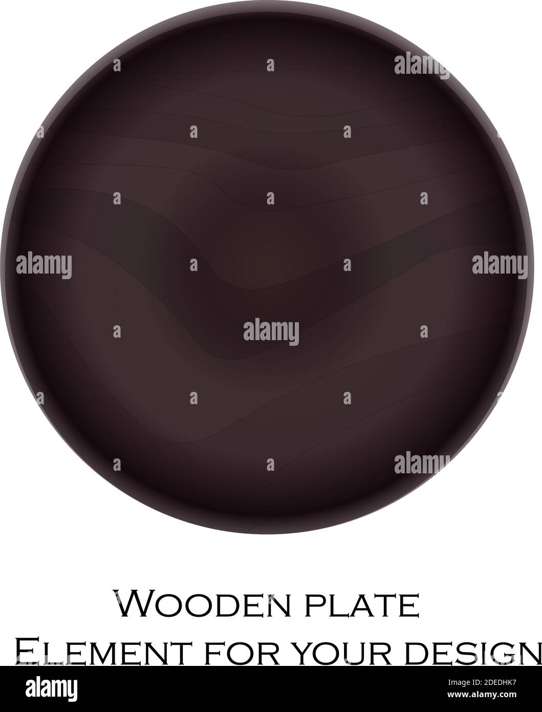 Assiette ronde en bois sur fond blanc. Illustration de Vecteur