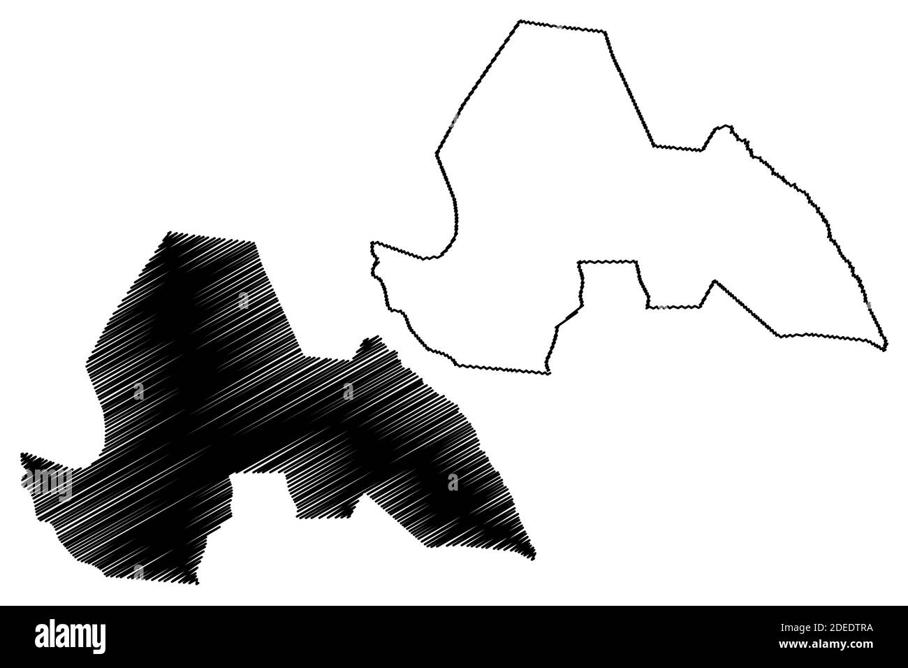 État des lacs (États du Soudan du Sud, région de Bahr el Ghazal) carte illustration vectorielle, esquisse griffée carte des lacs Illustration de Vecteur