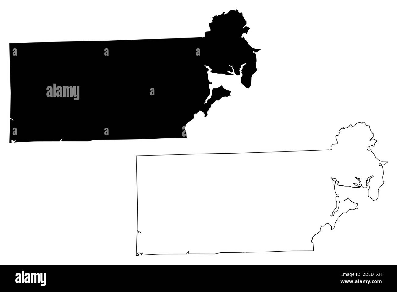 Kent County, État de Rhode Island et Providence plantations (comté des États-Unis, États-Unis d'Amérique, États-Unis, États-Unis, États-Unis) carte illustration vectorielle, griffonnage Illustration de Vecteur