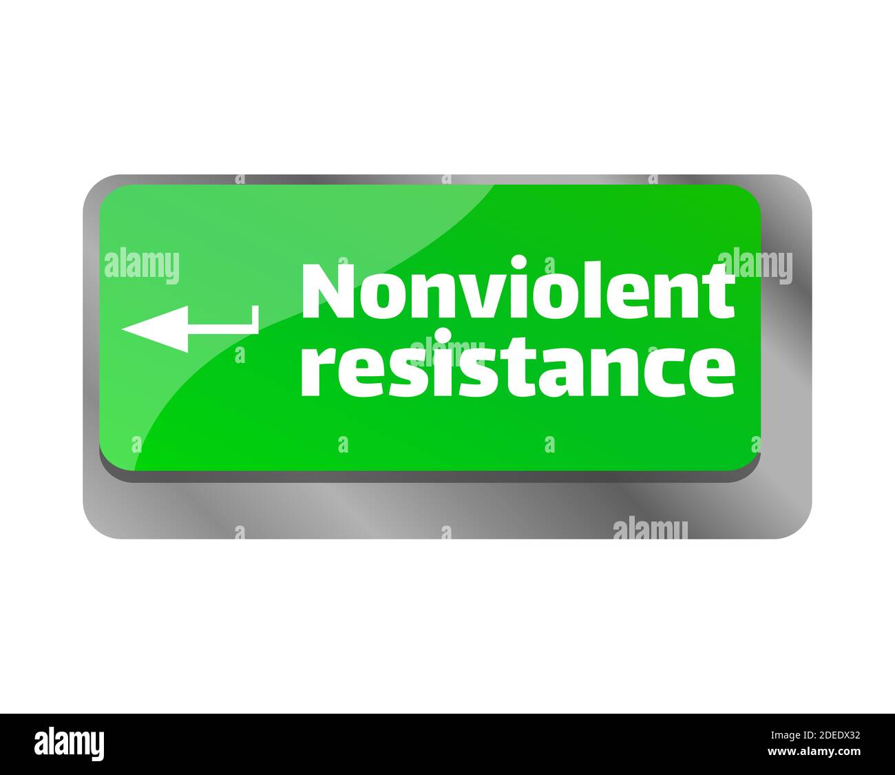 Résistance non violente . Gros plan sur le clavier, entrez la touche ordinateur. Banque D'Images