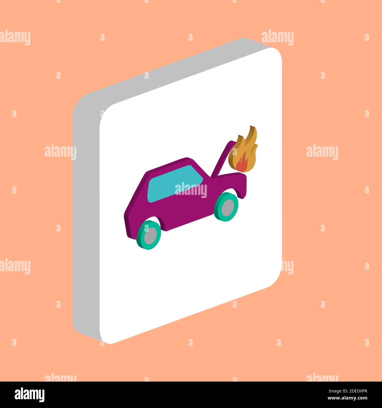 Voiture tir simple icône vecteur. Modèle de conception de symbole d'illustration pour élément d'interface utilisateur Web mobile. Pictogramme isométrique de couleur parfaite sur carré blanc 3d. Voiture Illustration de Vecteur