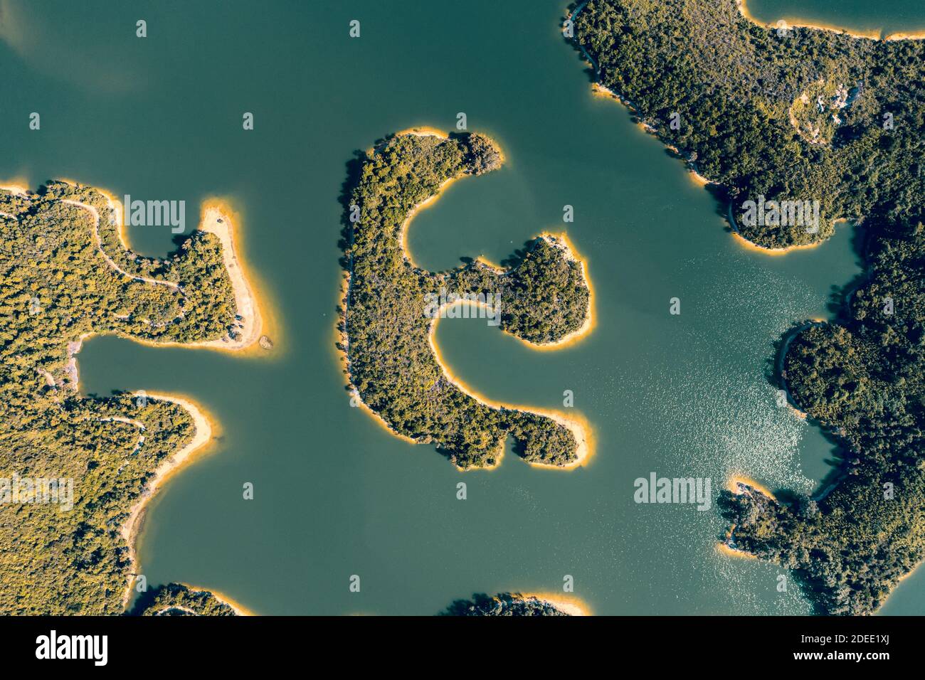 Vue aérienne de paysage du réservoir Banque D'Images