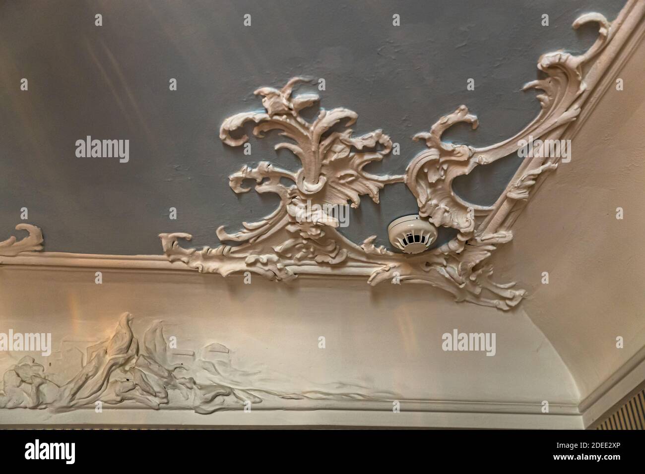 Plafond en stuc à l'hôtel Florhof, Zurich, Suisse Banque D'Images