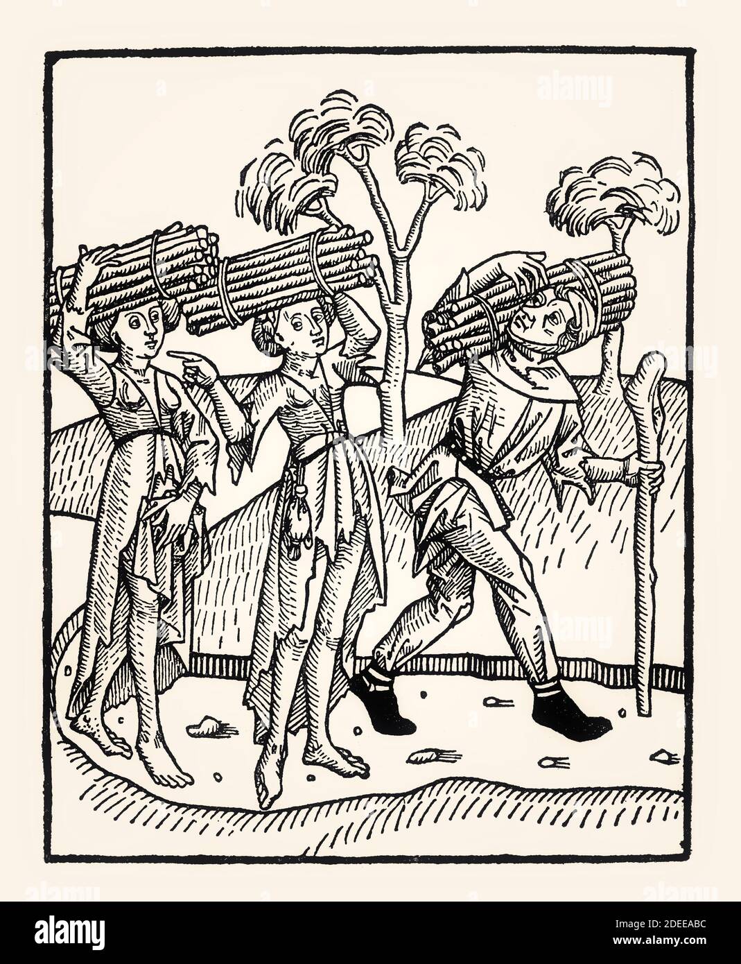 Collectionneurs de bois d'œuvre, Buch der Beispiele der alten Weisen, imprimé par Lienhart Holl, 1485, restauré numériquement Banque D'Images