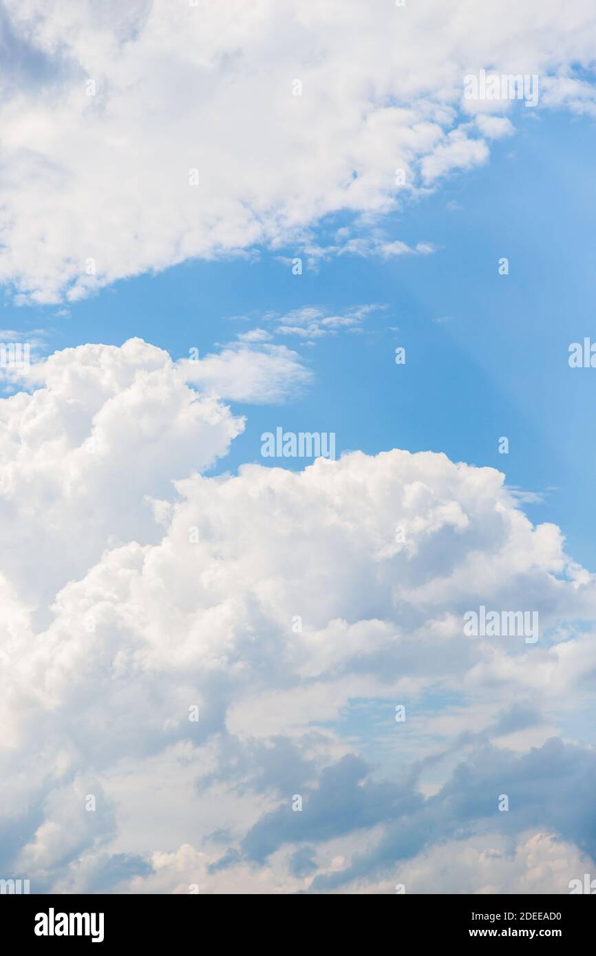 De beaux nuages blancs moelleux sur un fond de ciel bleu Banque D'Images De beaux nuages blancs moelleux sur un fond de ciel bleu Banque D'Images