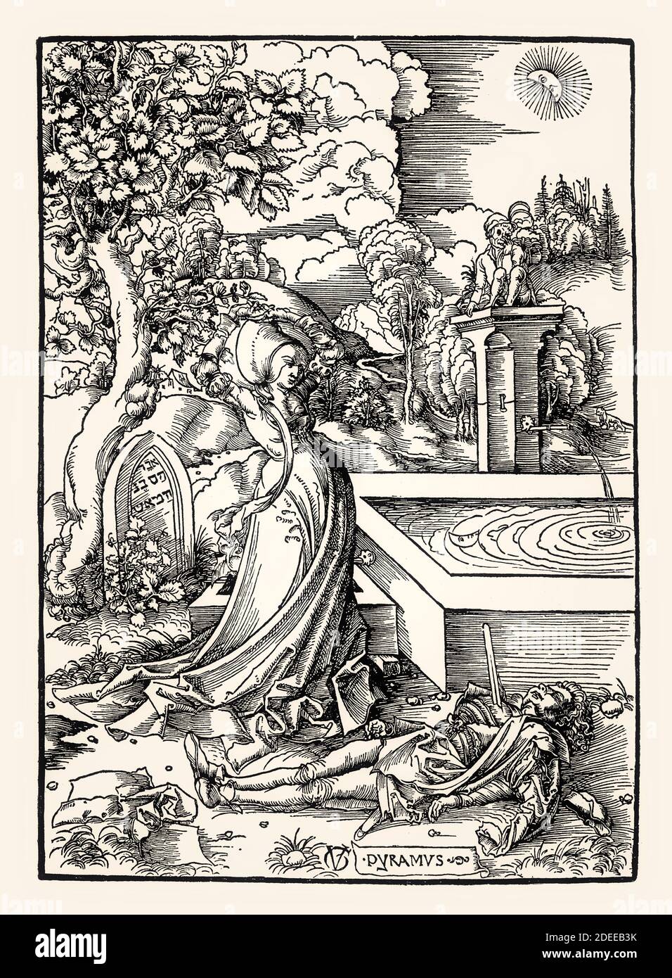 Pyramus et Thisbe, Urs Graf, XVIe siècle, restauré numériquement Banque D'Images