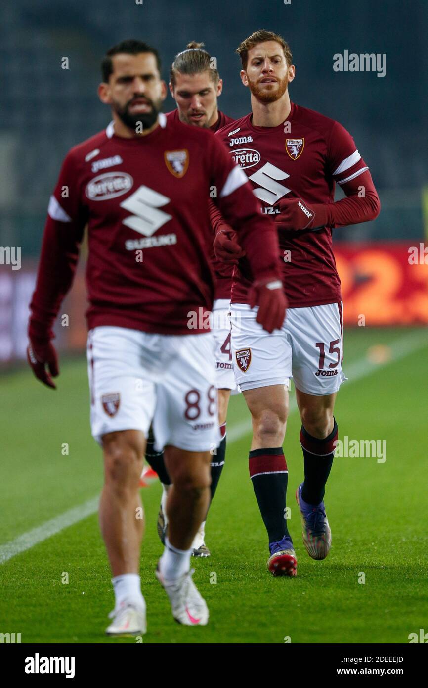 Olimpico Grande Torino Stadium, Turin, Italie, 30 Nov 2020, Cristian Ansaldi (Torino FC) s'échauffe avant le match avec ses coéquipiers pendant le Torino FC vs UC Sampdoria, football italien Serie A Match - photo Francesco Scaccianoce / LM Banque D'Images