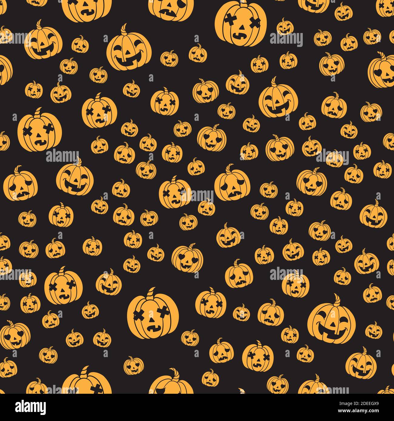 Citrouilles d'automne. Happy Halloween citrouilles visages cartoon seamless background, vecteur de l'action modèle décoratif Illustration de Vecteur