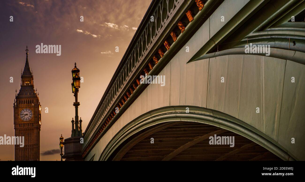 Big Ben et Westminster Bridge Banque D'Images