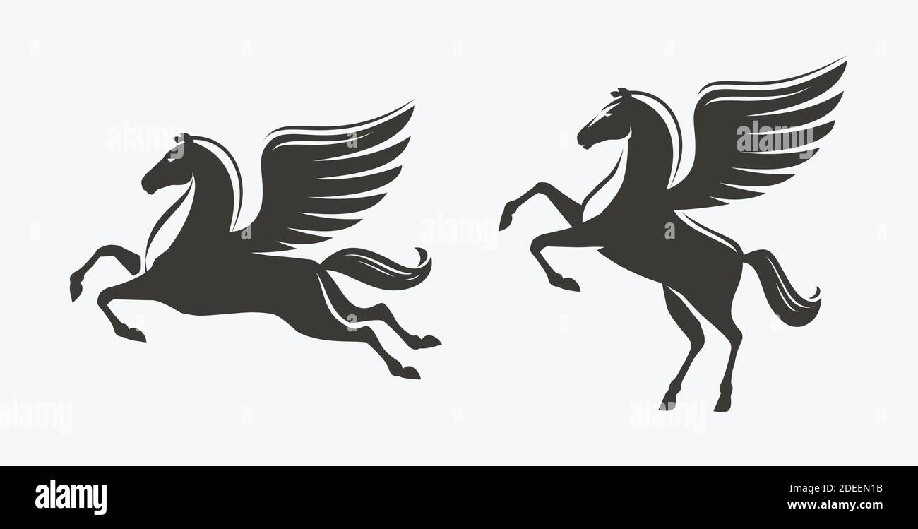Cheval avec symbole ailes. Illustration du vecteur Pegasus Illustration de Vecteur