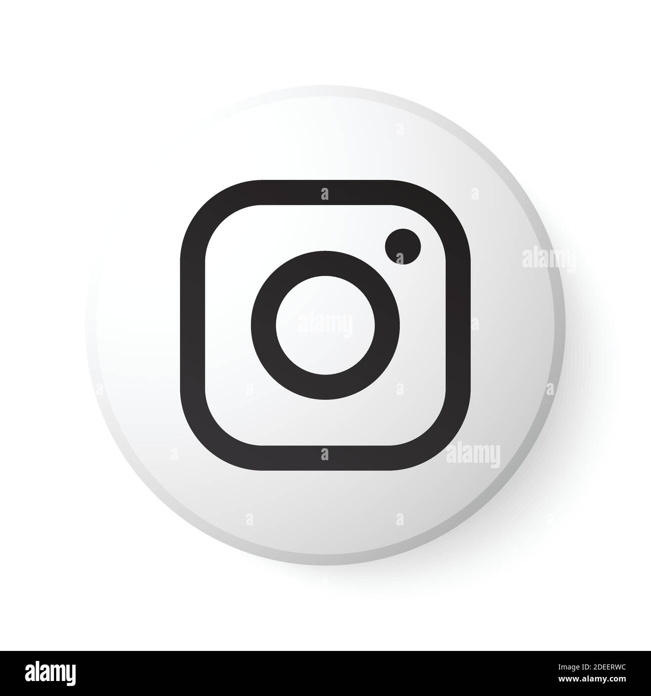 Bouton blanc Instagram Circle avec logo noir. Icône des réseaux sociaux avec design moderne pour fond blanc. Modèle rond 3D avec belle forme Illustration de Vecteur