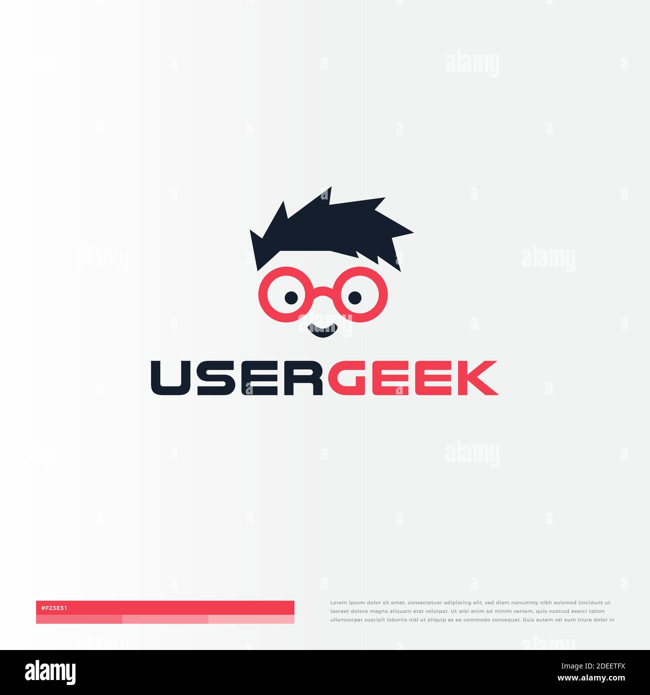 Icône de profil utilisateur, icône isolée sur fond blanc. Concept de logo vectoriel de style dessin animé à écran plat portrait. Logo geek boy face pour les affaires et Illustration de Vecteur