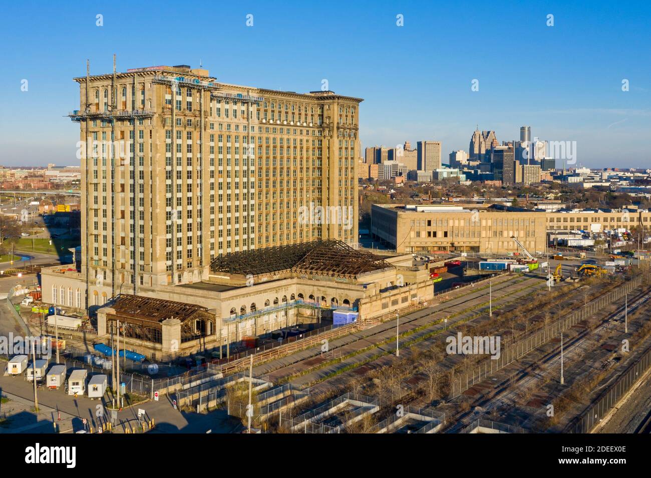 Detroit, Michigan - la gare centrale du Michigan, qui a servi de gare de Detroit de 1914 à 1988. Négligé et vandalisé depuis lors, moi Banque D'Images