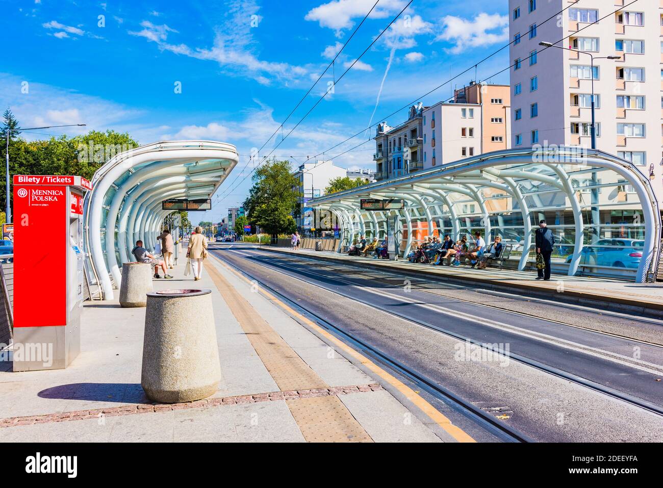 Park Praski - Arrêt de tramway et de bus. Varsovie, Pologne, Europe Banque D'Images