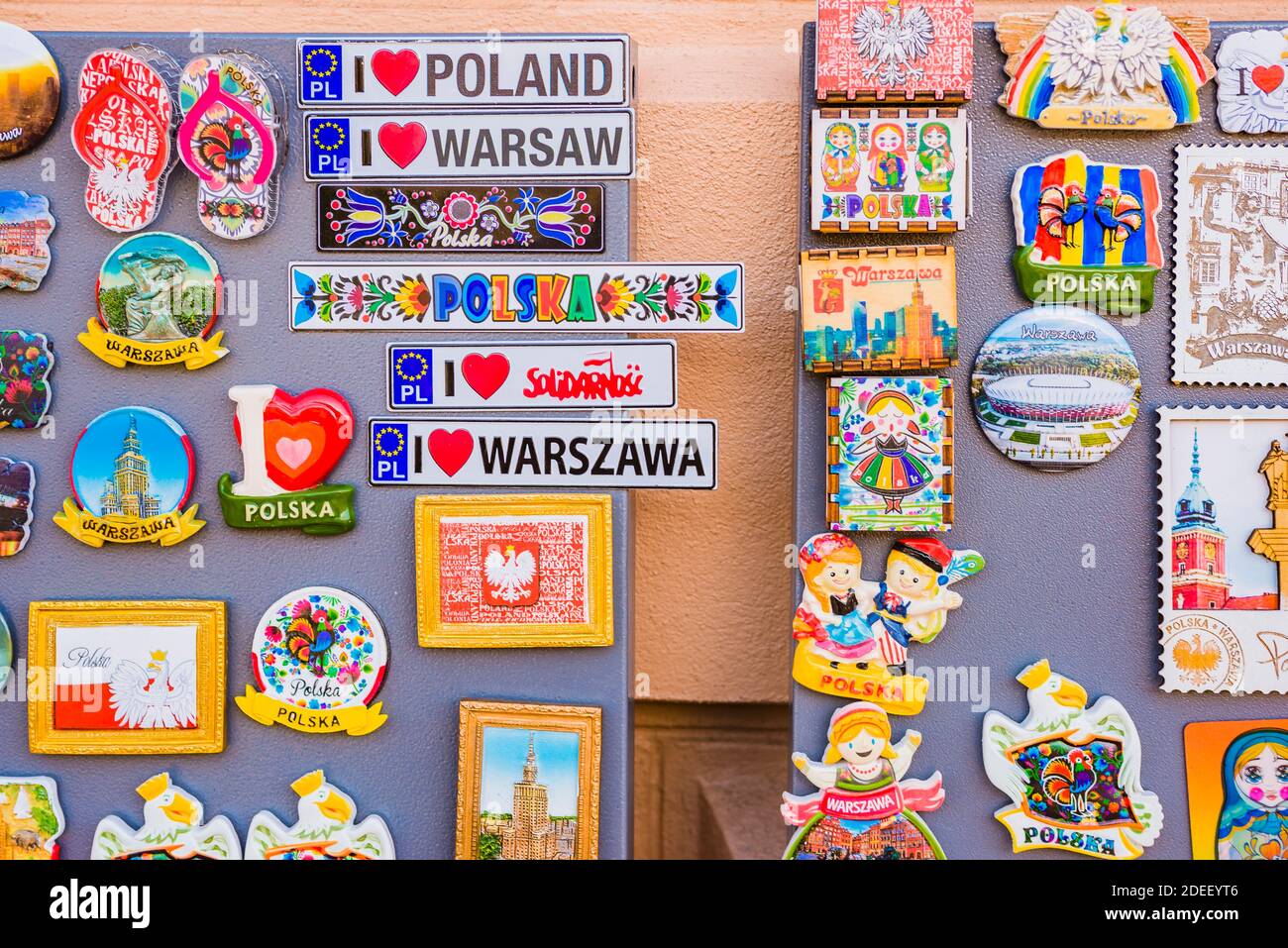 Détail de souvenirs touristiques à vendre à Varsovie, Pologne, Europe Banque D'Images