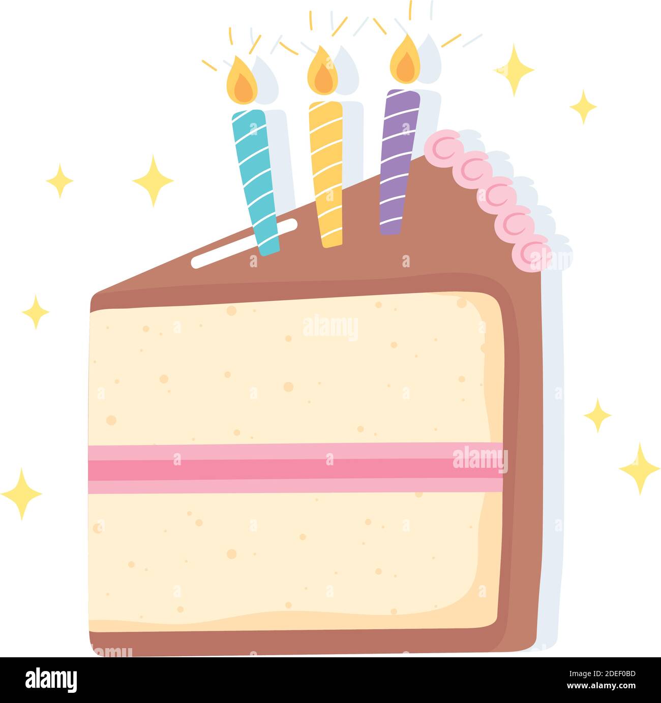 Joyeux Anniversaire Gateau De Tranche Avec Bougies Fete Dessin Anime Illustration Vectorielle Image Vectorielle Stock Alamy