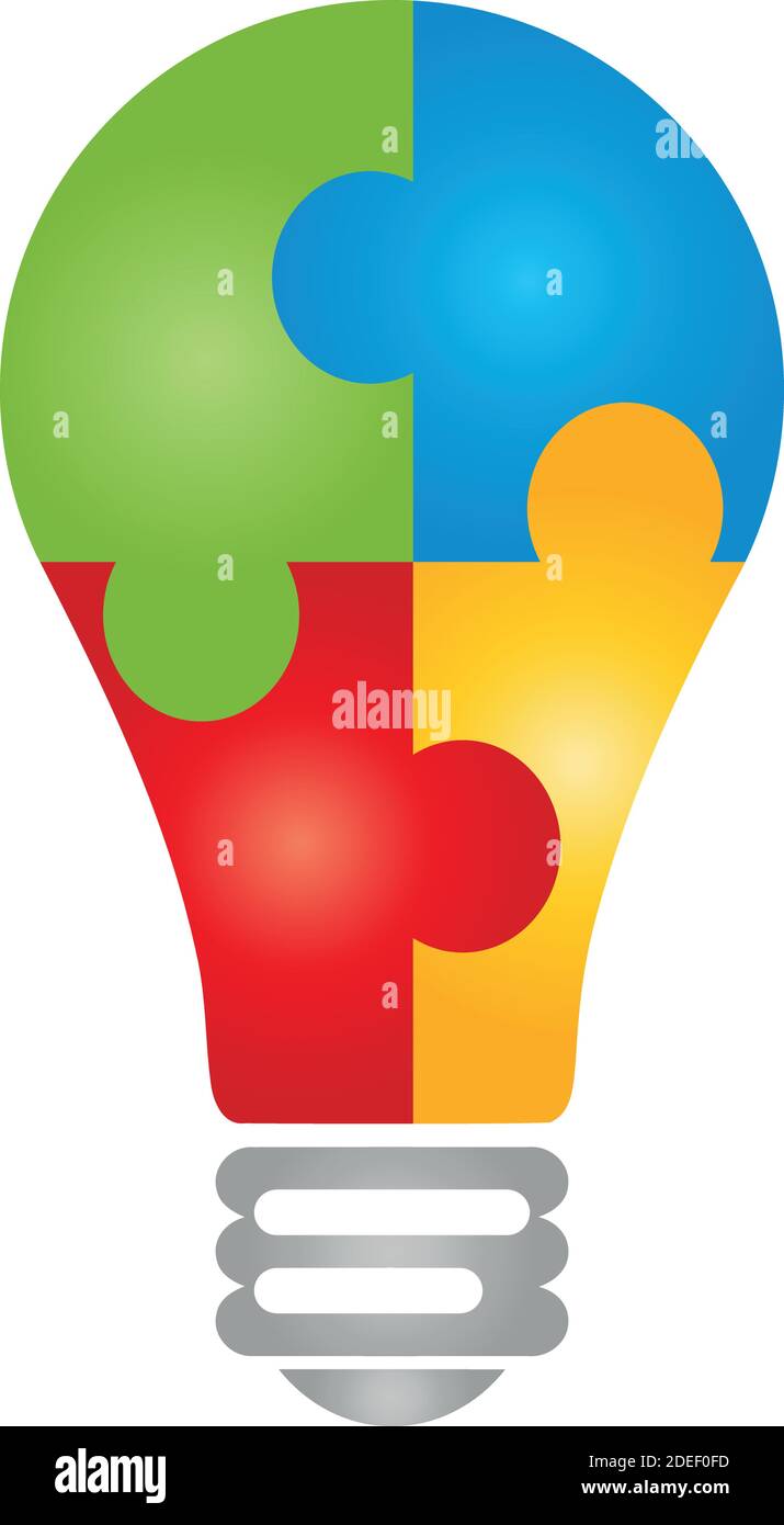 Lampe, puzzle, idée, technologie, logo Illustration de Vecteur