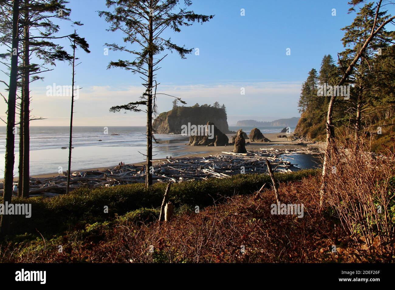 Coucher de soleil à Ruby Beach, la plus au nord des plages du sud dans la partie côtière du parc national olympique Banque D'Images