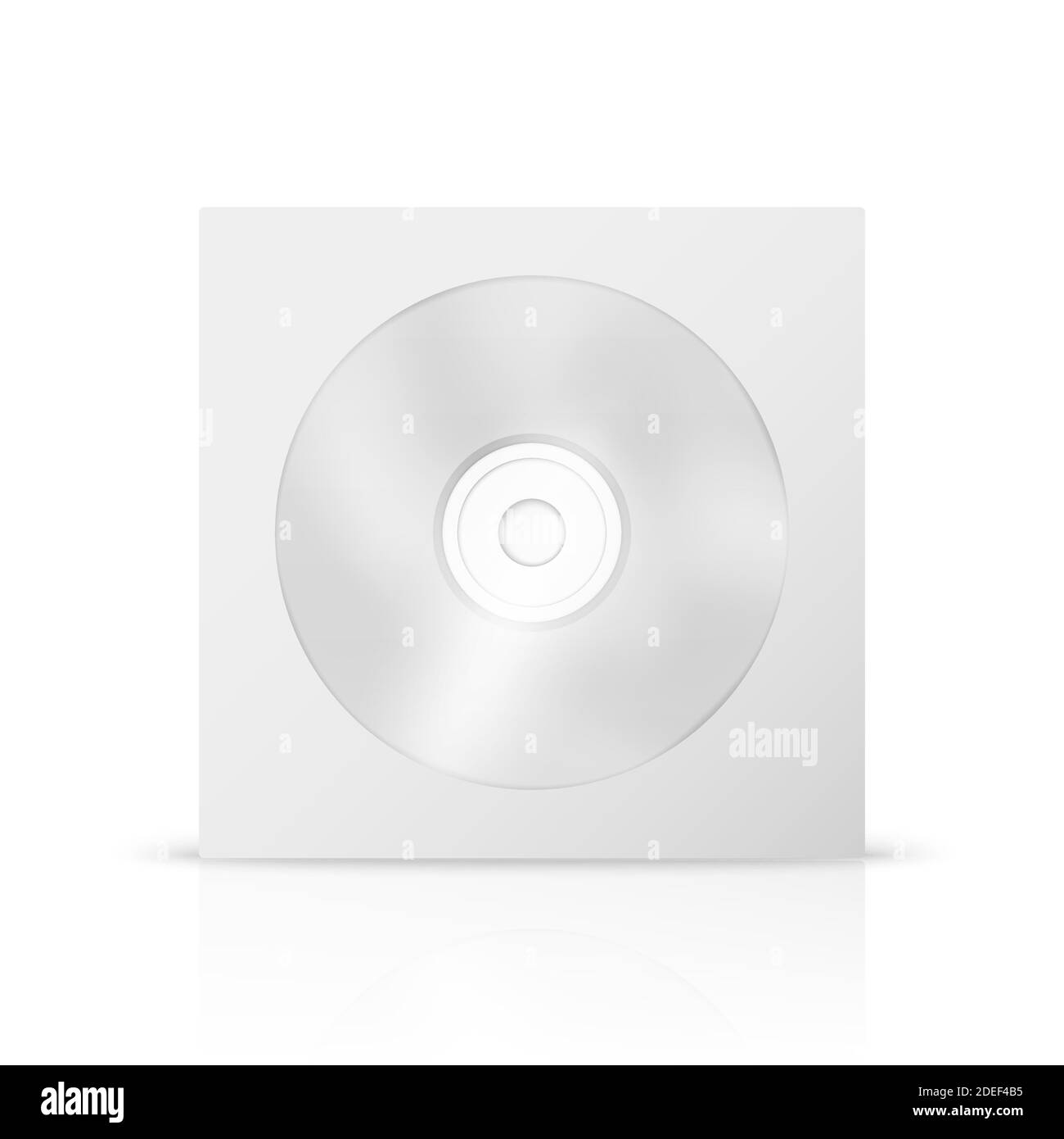Vector 3d Realistic White CD, DVD en papier fermé, boîtier en plastique, emballage, enveloppe avec fenêtre de gros plan isolée sur blanc. Modèle de conception pour maquette Illustration de Vecteur