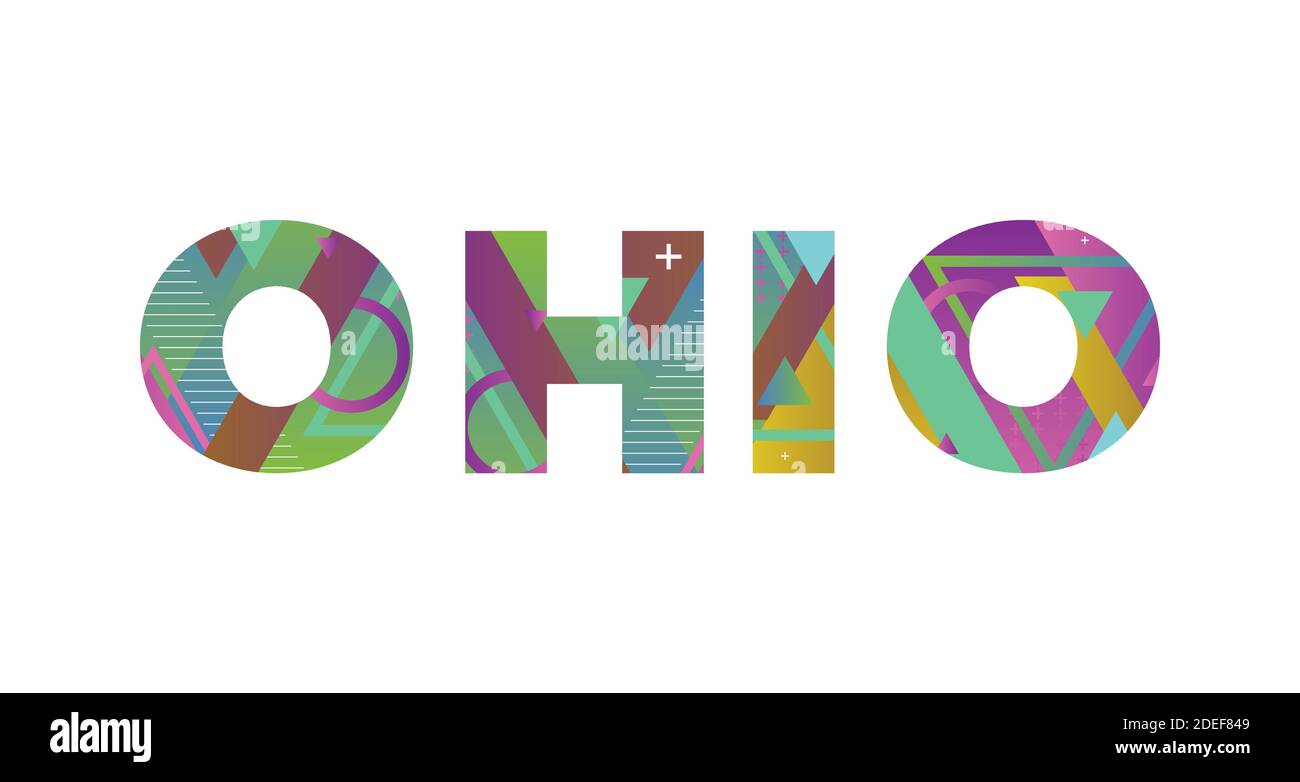 Le mot OHIO concept écrit dans des formes rétro colorées et l'illustration des couleurs. Illustration de Vecteur
