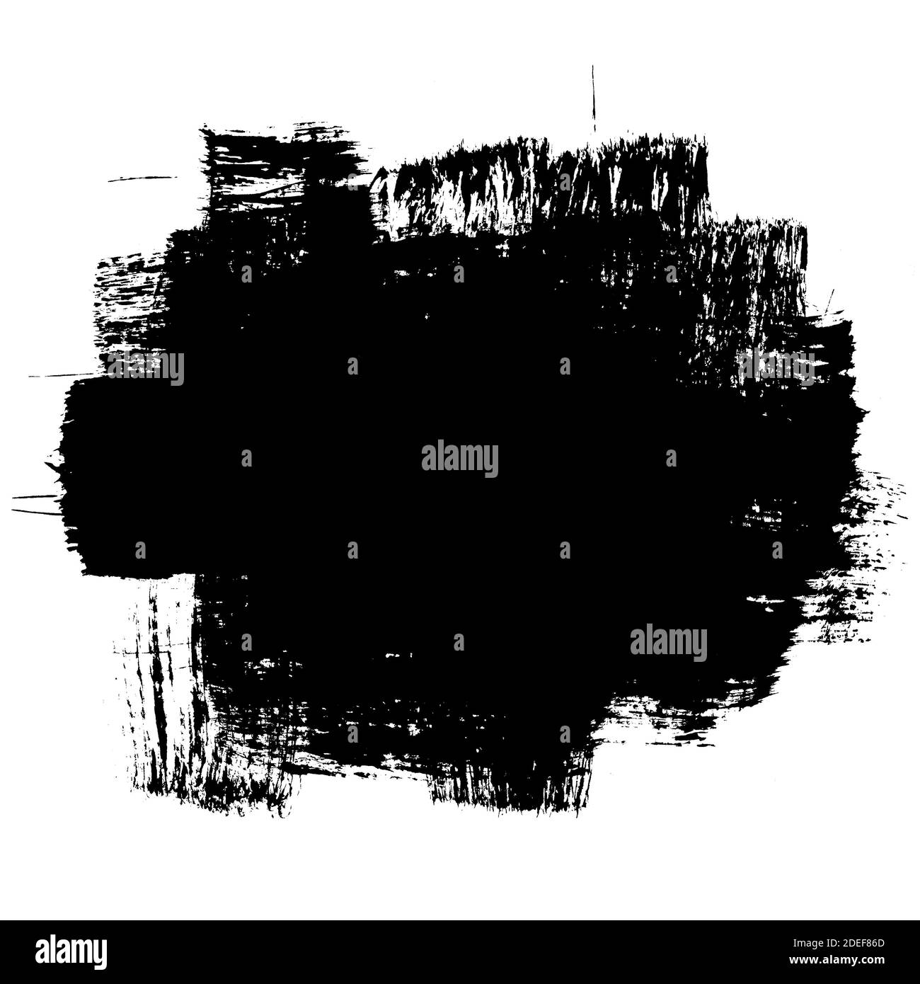 Coloration abstraite des traits de pinceau noirs expressivve isolés sur fond blanc. Illustration raster dessinée à la main Banque D'Images