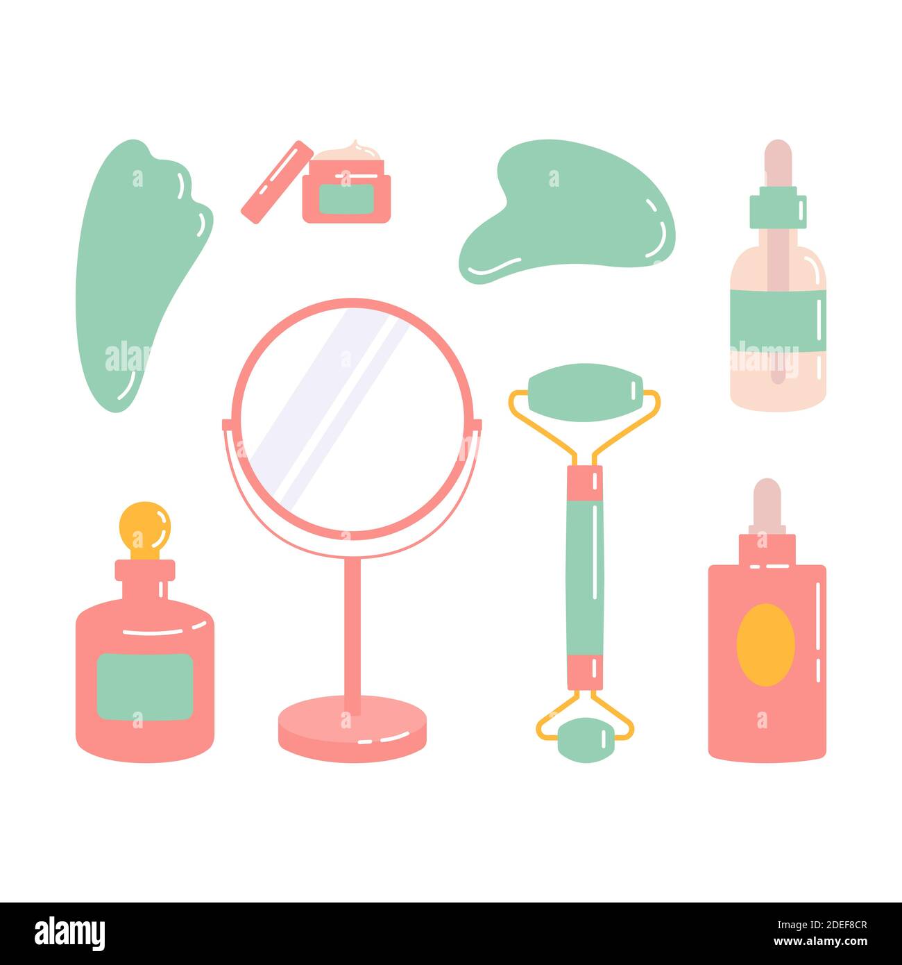 Produits de soin de la peau pour SPA.ensemble de massage gua sha Illustration de Vecteur