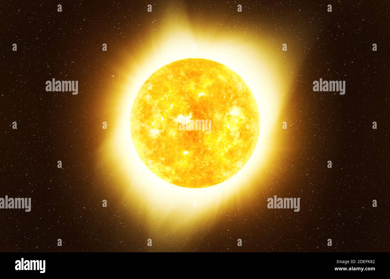 Soleil clair contre dark ciel étoilé au système solaire, les éléments de cette image fournie par la NASA Banque D'Images
