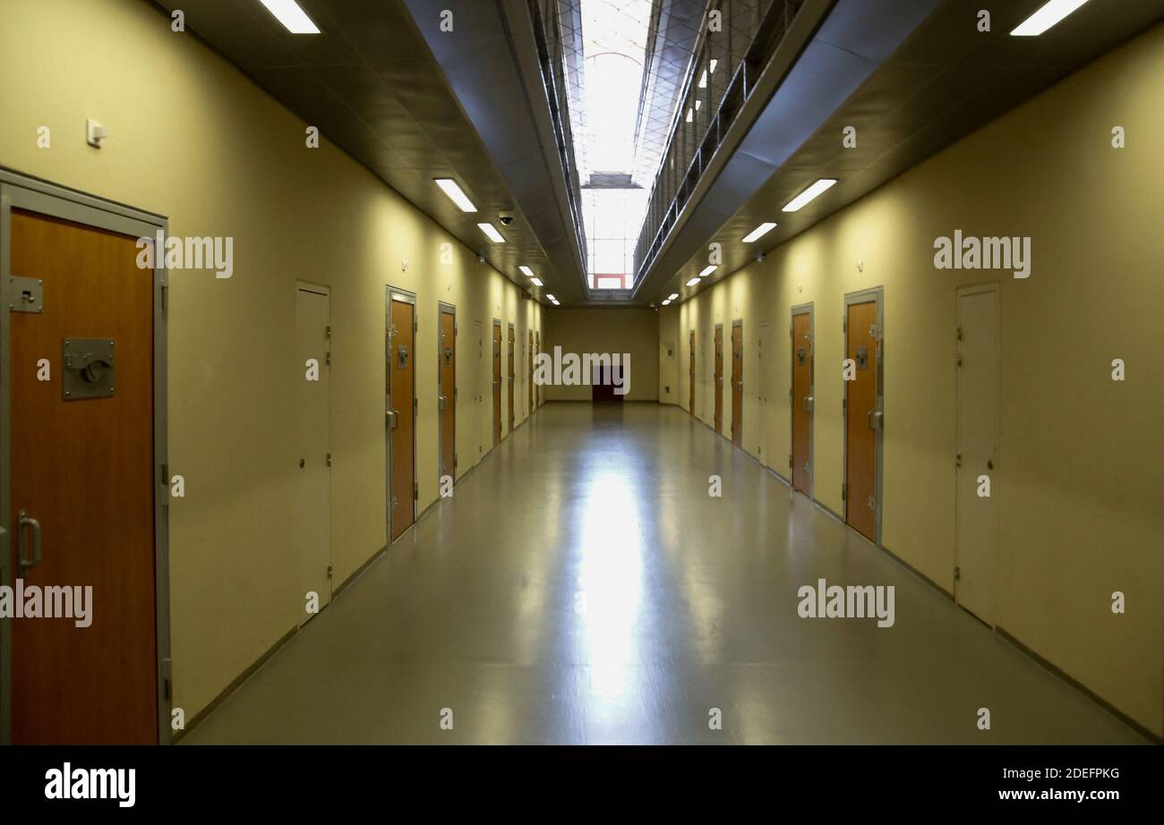 Allee centrale de la prison de la Sante avec des valeurs générales des cellules la prison de la Sante apres sa renovation. Paris, France, 12 avril 2019. Photo de Vernier/JBV News/ABACAPRESS.COM Banque D'Images