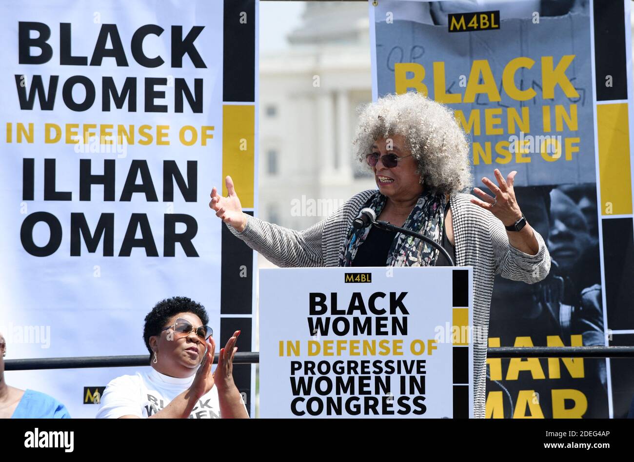 La militante Angela Davis parle lors d'un événement "les femmes noires en défense d'Ilhan Omar" le 30 avril 2019 sur le front ouest du Capitole des États-Unis à Washington D.C., le 30 avril 2019 à Washington. Photo par Olivier Douliery/ABACAPRESS.COM Banque D'Images