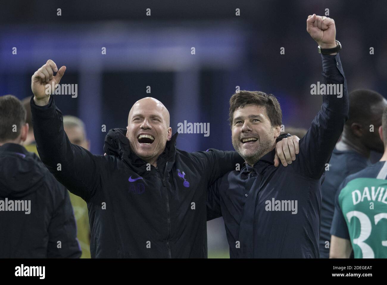 Mauricio Pochettino, entraîneur de Tottenham, termine la joie après le match de retour final 1/2 de la Ligue des champions, Ajax vs Tottenham à Amsterdam Arena, Amsterdam, pays-Bas, le 8 mai 2019. Tottenham a gagné 3-2. Photo de Henri Szwarc/ABACAPRESS.COM Banque D'Images