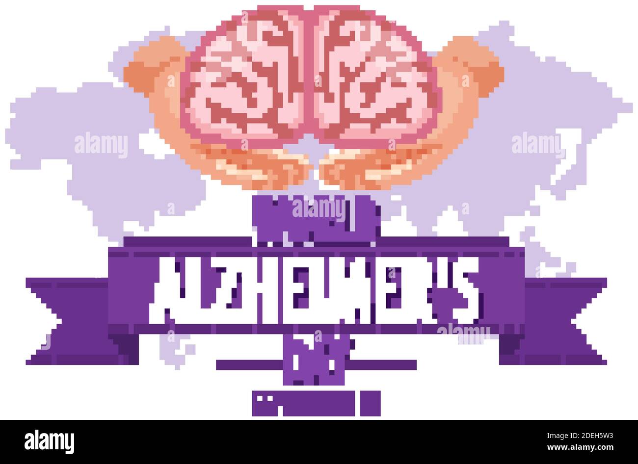 Logo ou bannière de la Journée mondiale de la maladie d'Alzheimer avec illustration du cerveau Illustration de Vecteur