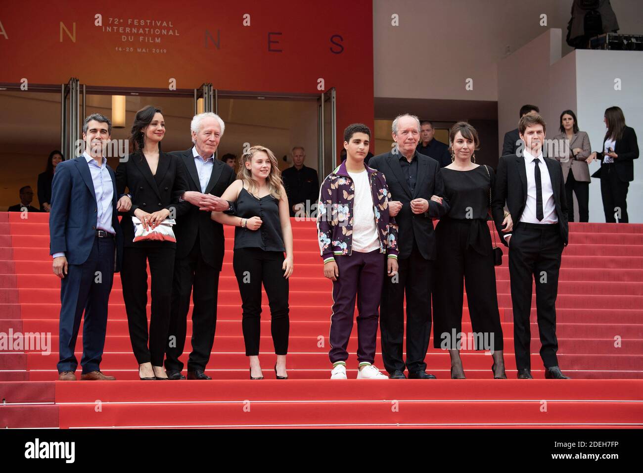 Othmane Moumen, Myriem Akheddiou, Jean-Pierre Dardenne, Victoria Bluck, Idir Ben addi, Luc Dardenne, Carol Duarte et Olivier Bonnaud assistent à la projection de Young Ahmed (le Jeune Ahmed) lors de la 72e édition annuelle du Festival du film de Cannes le 20 mai 2019, FrancePhoto de David Niviere/ABACAPRESS.COM Banque D'Images