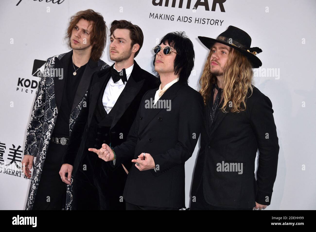 Les Struts Gethin Davies, Jed Elliott, Luke Spiller et Adam Slack assistent au gala de Cannes 2019 de l'amfAR à l'Hôtel du Cap-Eden-Roc le 23 mai 2019 à Cap d'Antibes, France. Photo de Lionel Hahn/ABACAPRESS.COM Banque D'Images