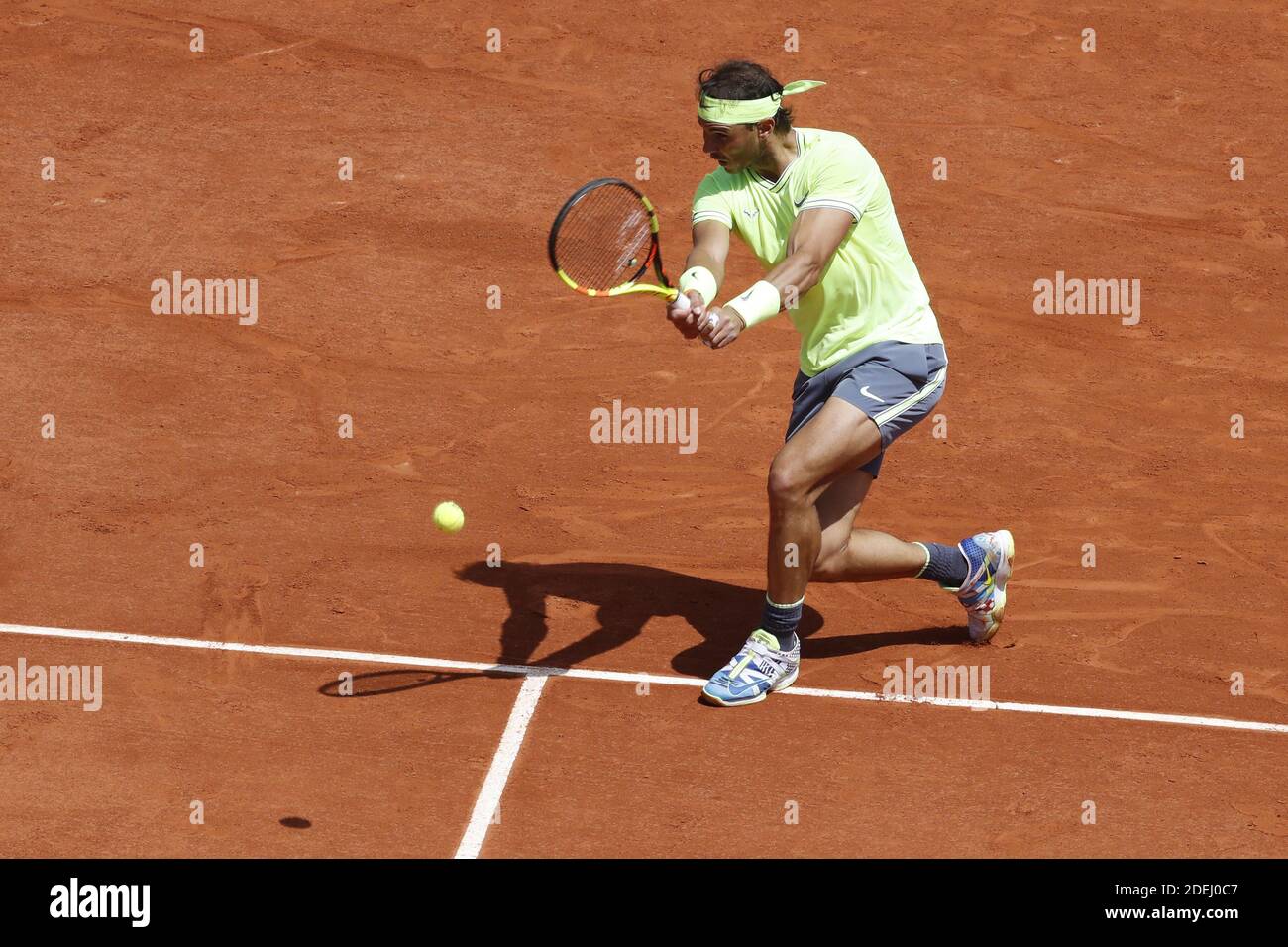 Rafael Nadal d'Espagne jouant au deuxième tour de l'Open de tennis français  BNP Paribas 2019, dans le stade Roland-Garros, Paris, France, le 29 mai 2019.  Photo de Henri Szwarc/ABACAPRESS.COM Photo Stock -