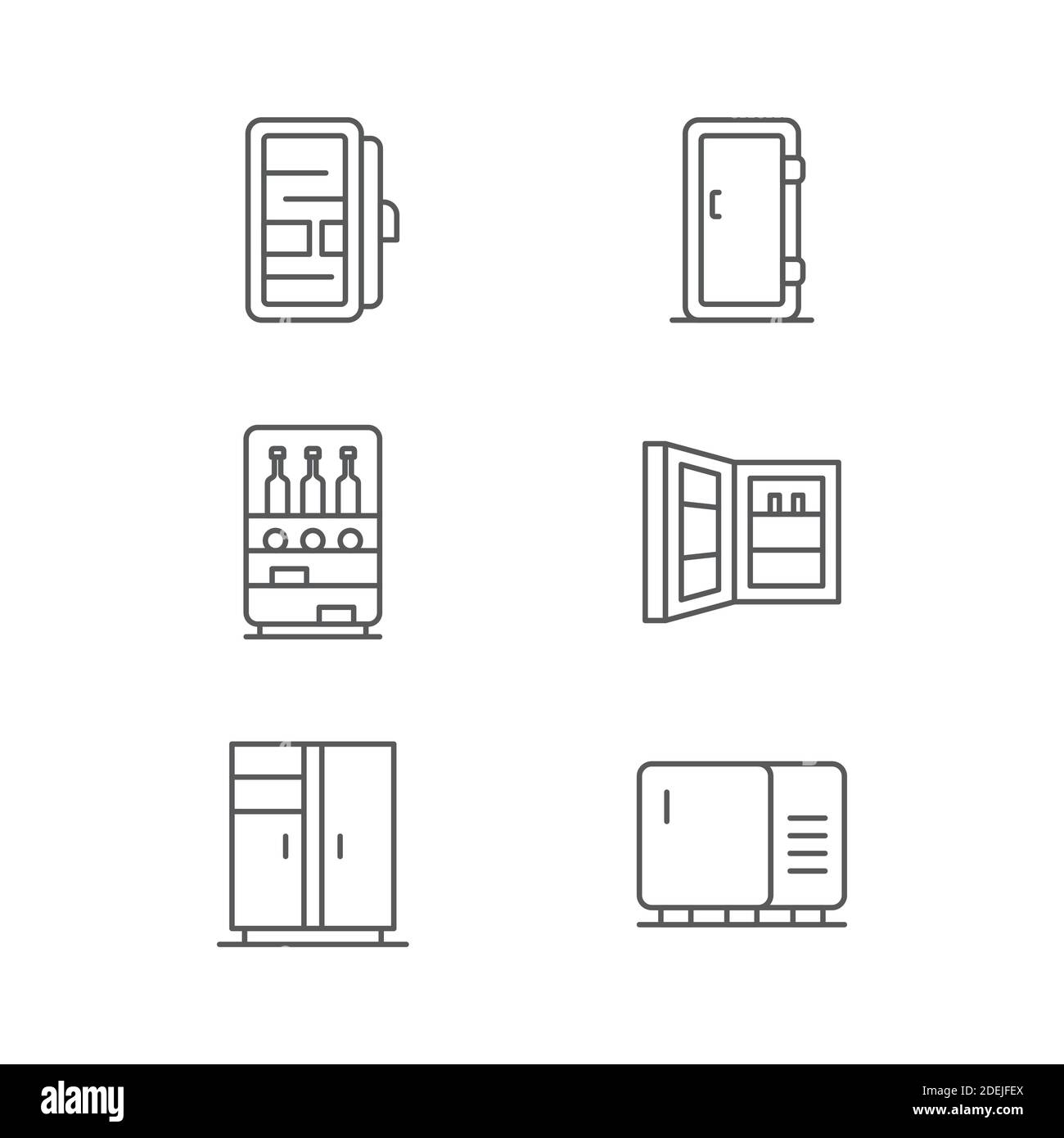 Icône de réfrigérateur icône, couleur, ligne, contour du signe vectoriel, pictogramme linéaire isolé sur blanc. Symbole, illustration du logo. Illustration de Vecteur