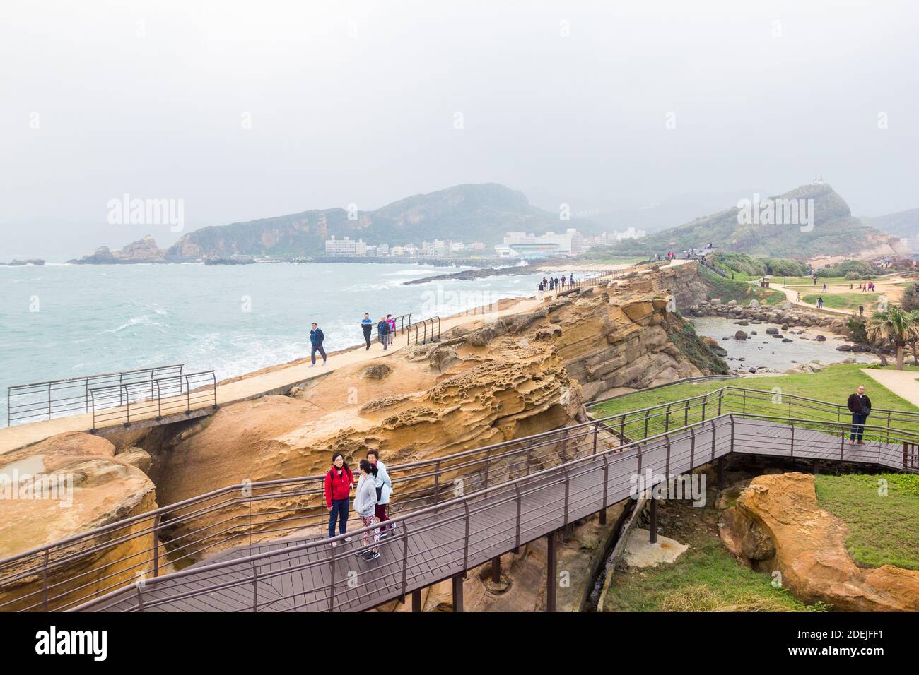 Le pittoresque Geopark de Yehliu à Wanli Disrict dans la ville de New Taipei, Taiwan a des formations rocheuses très intéressantes Banque D'Images