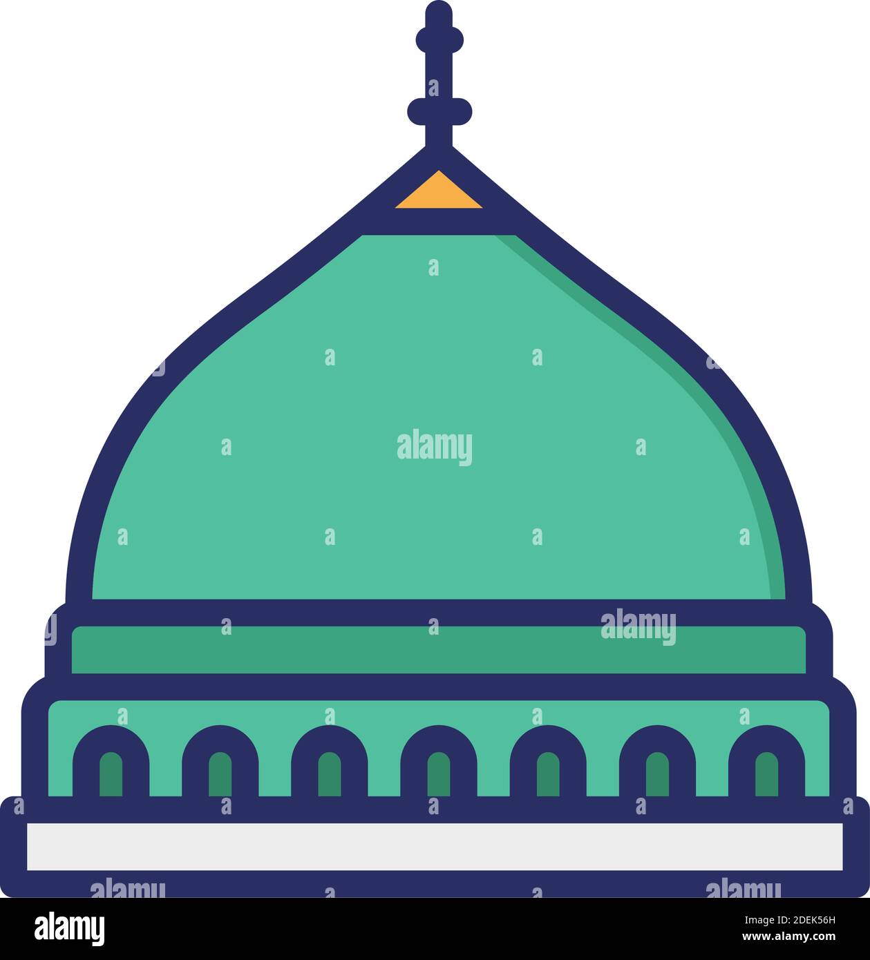 Mosquée du prophète, Médina, Arabie Saoudite, célèbre monument, icônes vectorielles entièrement modifiables Illustration de Vecteur